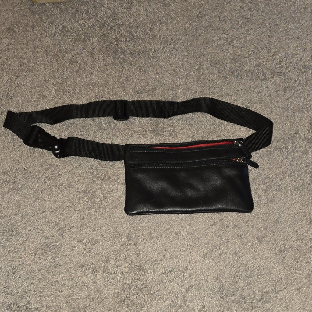 Black Leather Waist Bag